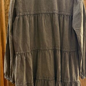 &Merci (En Merci) soft dark grey denim tiered dress with sleeves.